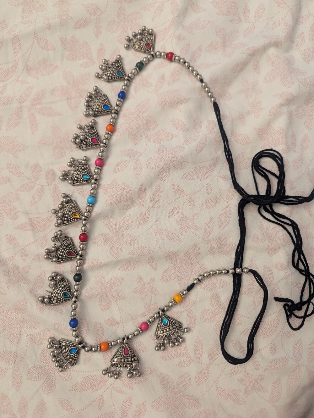 Oxidized Silver-Tone Multicolor Beaded Kandora_kamarpaata